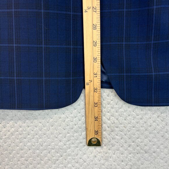 New Michael Strahan Mens Windowpane Plaid Blue Blazer SportCoat Classic Fit 44L - Picture 10 of 16